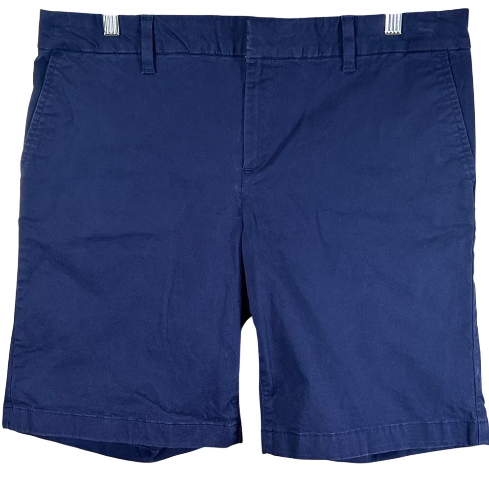 Tommy Hilfiger Navy Blue Chino Shorts Womens 12 Stretch Cotton Twill Mid Rise